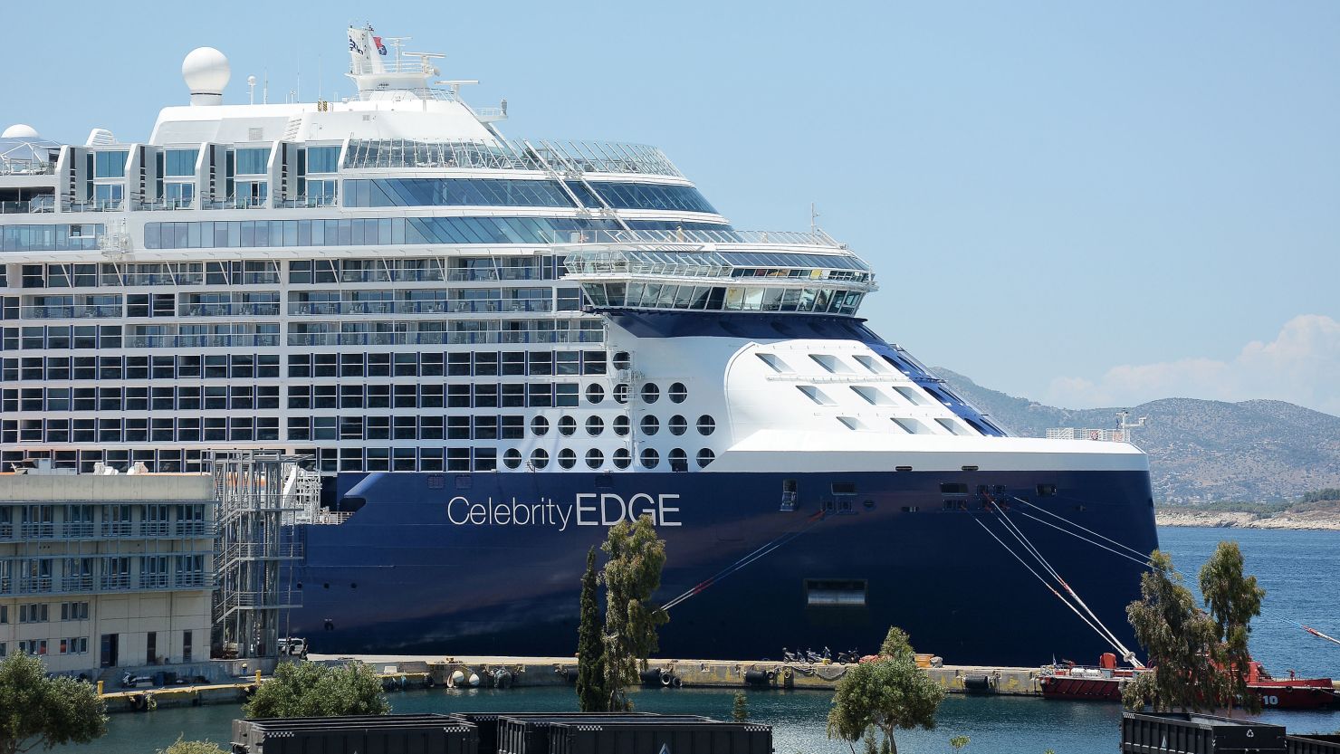 Cruise ship Celebrity Edge seen at Piraeus Port.