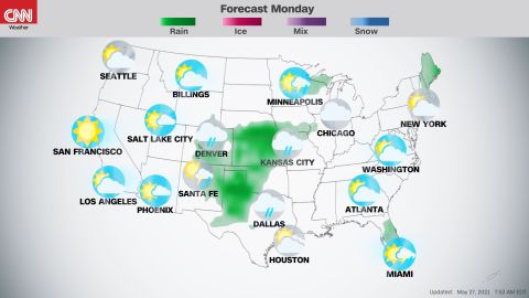 Memorial Day forecast weather conditions on Monday