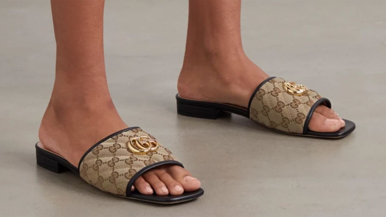 Gucci Jolie Leather-Trimmed Slides