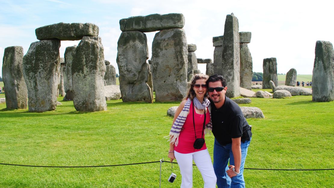Here they are in Stonehenge, one of the stops on the couple's UK roadtrip.