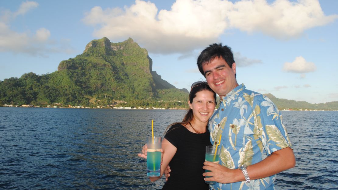 Here are Irma and Rodrigo on their Honeymoon in Bora Bora, French Polynesia.