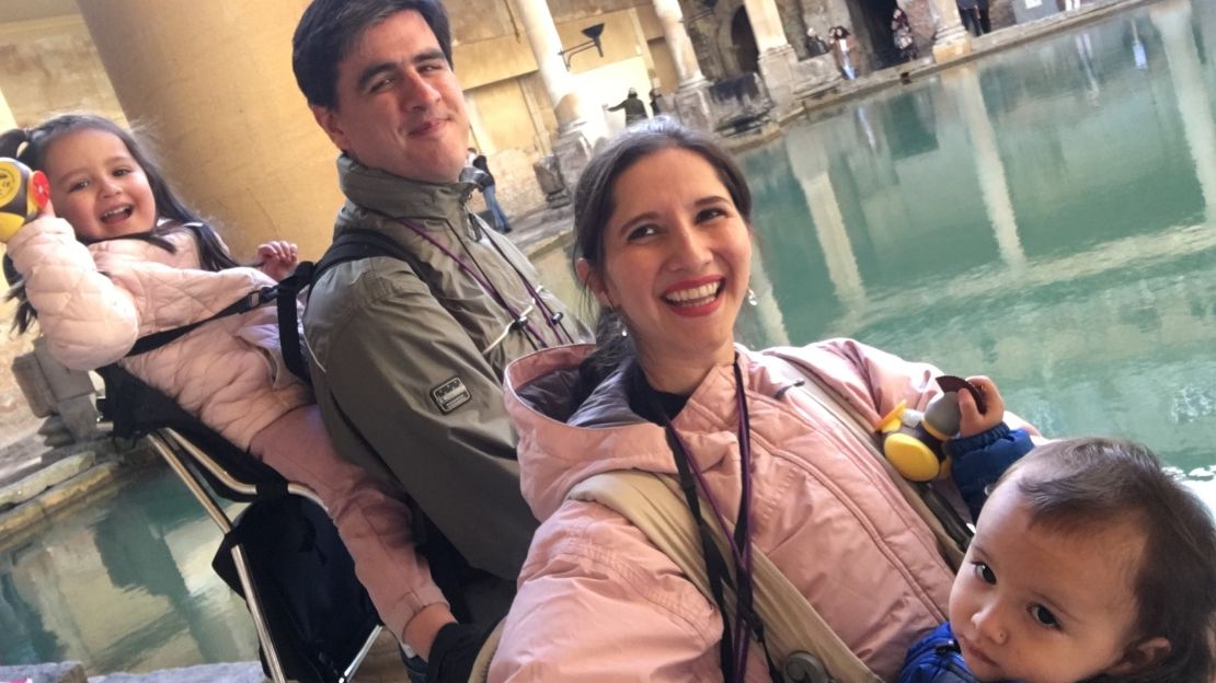 The couple started bringing their kids along on their adventures. Here are the family on vacation in 2019, in Bath, England.