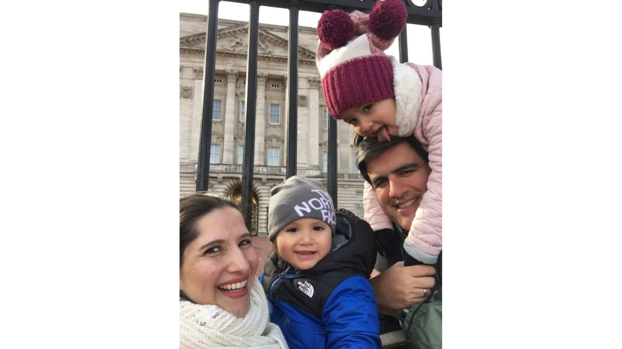<strong>Globe-trotting together: </strong>Here they are in 2019, in front of Buckingham Palace in London.