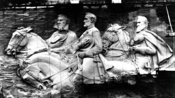 31st December 1969:  Giant stone mountain figures sculptured in granite rock on Stone Mountain, Atlanta, Georgia. The figures represent Jefferson Davis, the only President of the Confederate States of America with Confederate Generals Robert E Lee and Stonewall Jackson.  (Photo by Fox Photos/Getty Images)