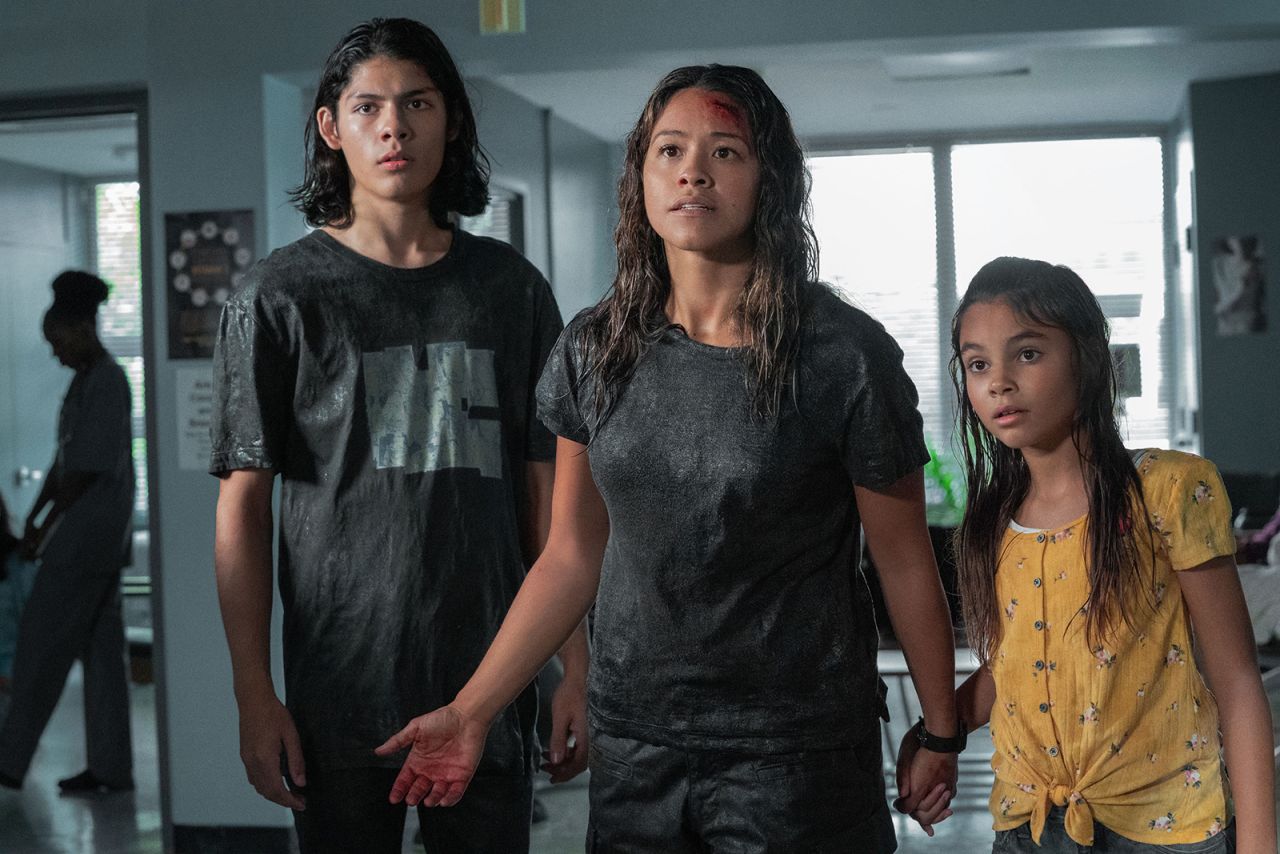 <strong>"Awake"</strong>: Lucius Hoyos as Noah, Gina Rodriguez as Jill, and Ariana Greenblatt as Matilda star in this film in which after a global event wipes out humanity's ability to sleep, a troubled ex-soldier fights to save her family as society and her mind spiral into chaos. <strong>(Netflix) </strong><br />
