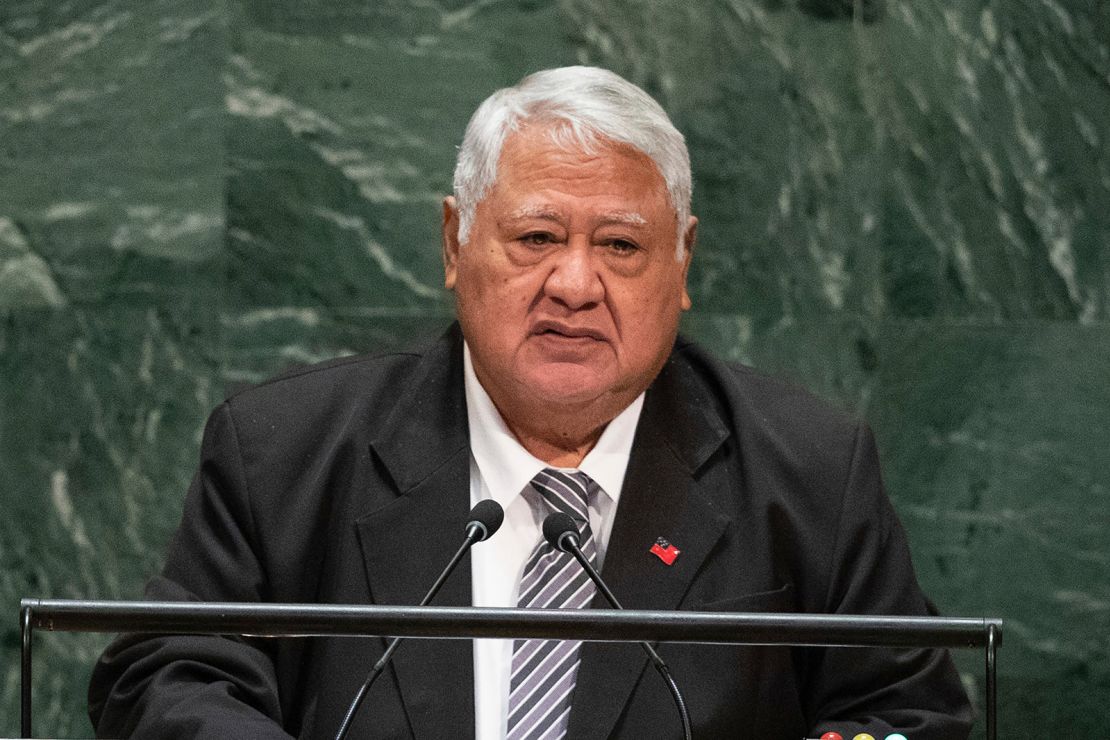 Samoa's then-Prime Minister Tuilaepa Sailele Malielegaoi addresses the United Nations General Assembly at the UN headquarters in New York in 2019.