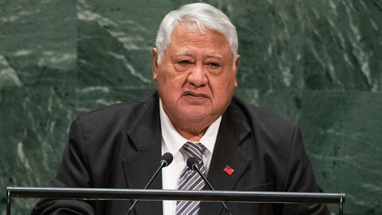 Samoa's then-Prime Minister Tuilaepa Sailele Malielegaoi addresses the United Nations General Assembly at the UN headquarters in New York in 2019.
