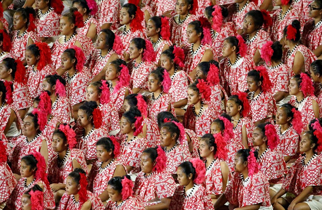 Samoan dancers perform during the Opening Ceremony of the Vth Commonwealth Youth Games at Apia Park on September 5, 2015 in Apia, Samoa. 
