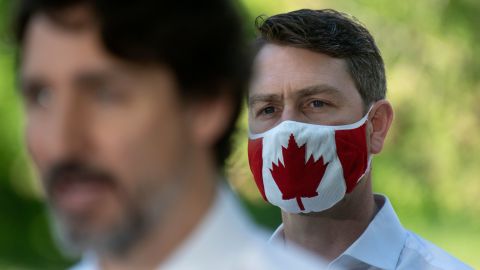  William Amos wears a Canadian flag mask on June 19, 2020.