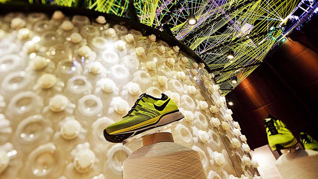 Miniwiz has been collaborating with Nike since 2011 to design fixtures made from recycled materials for their stores.