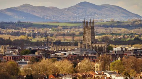 The historic city Gloucester and its cathedral, in southwest England.