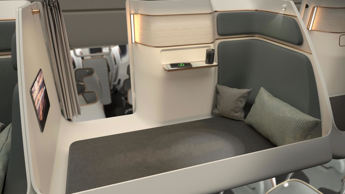 <strong>Disrupting economy class:</strong> Crystal Cabin Awards representative Lukas Kaestner tells CNN Travel that the awards body is seeing more and more innovative economy seat designs. "Of course, the likelihood of, say, double-decker seats and capsules really taking flight in the next years is still slim," says Kaestner. "But we shouldn't underestimate the trend- and agenda-setting ability of such concepts for aviation as an industry."