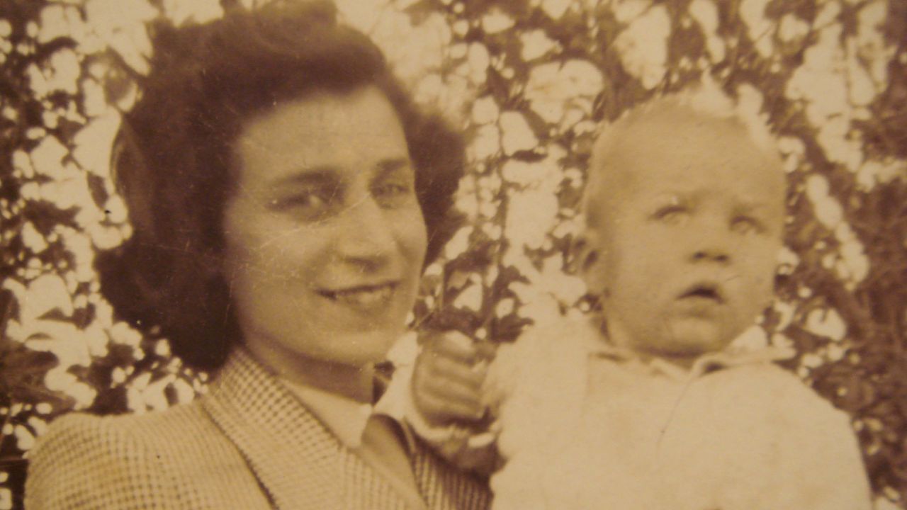 Jo Thomson and her son Robin, Rachel Egan's father, in a photo dated 1948.