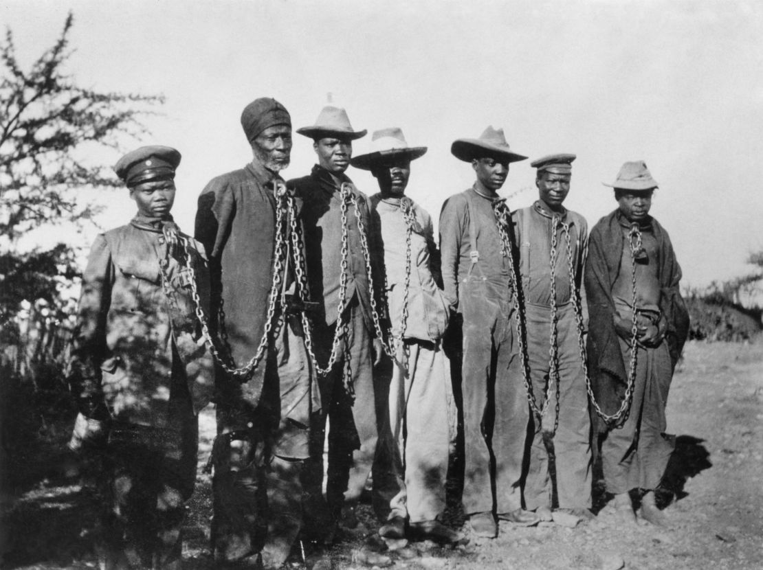 German troops killed up to 80,000 of Herero and Nama people in what is now Namibia between 1904 and 1908 in response to an anti-colonial uprising.