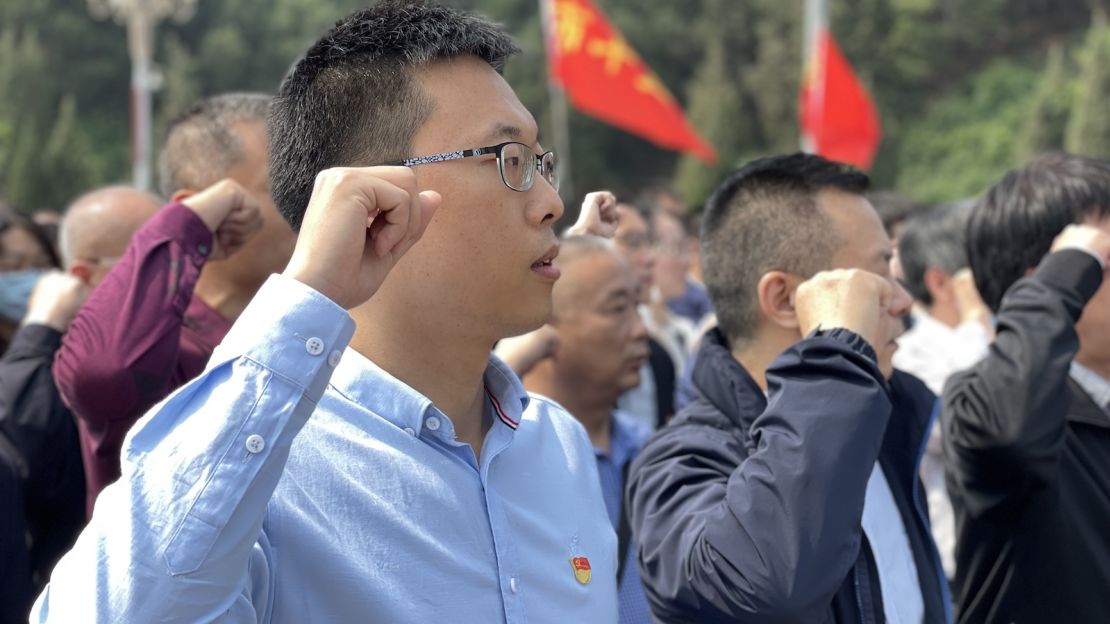 Communist Party members re-take their admission oath in Xibaipo, a "red site" near Beijing.