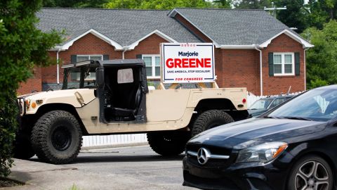 A campaign sign on display in the back of a truck in Dalton.