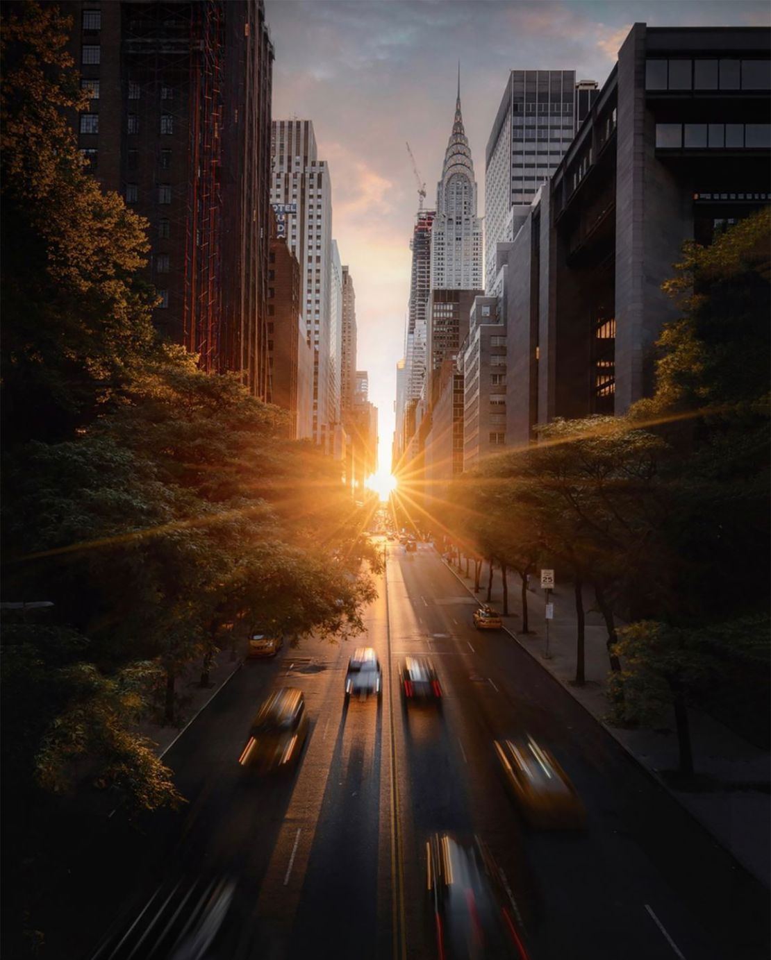 A picture of Manhattanhenge snapped by New York photographer Billy Dinh.