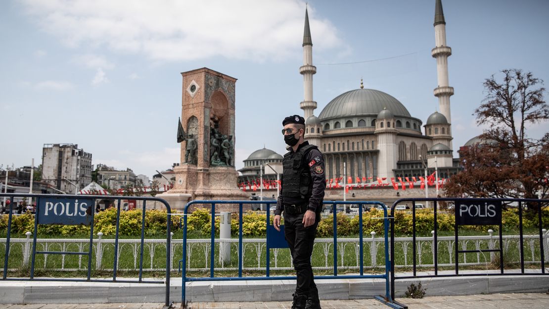 The controversial mosque is situated iacross Taksim Square from Gezi Park, the scene of massive anti-government protests in 2013.