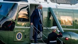 President Joe Biden steps off Marine One earlier this month after spending the weekend at Camp David.