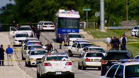 Five police officers exchanged gunfire with a suspect in a separate shooting in Indianapolis on Saturday, police said.