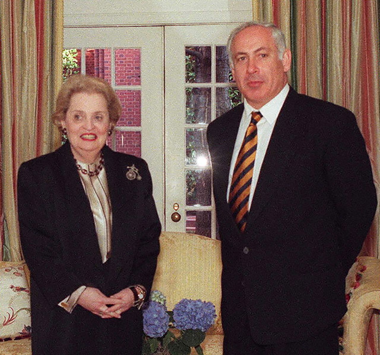 Netanyahu meets with US Secretary of State Madeleine Albright in Washington, DC, in February 1997.