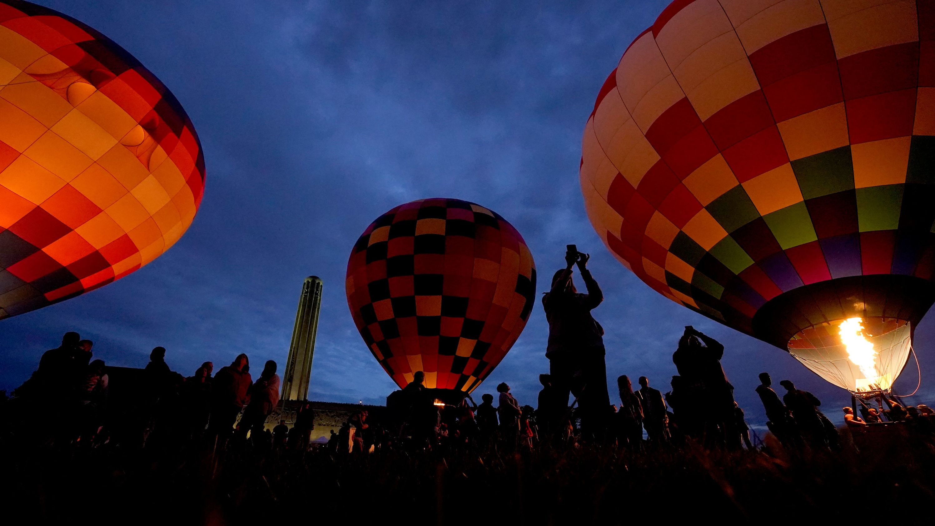 Hot-air balloons dominated the field Sunday in front of the National World War I Museum and Memorial in Kansas City, Missouri.