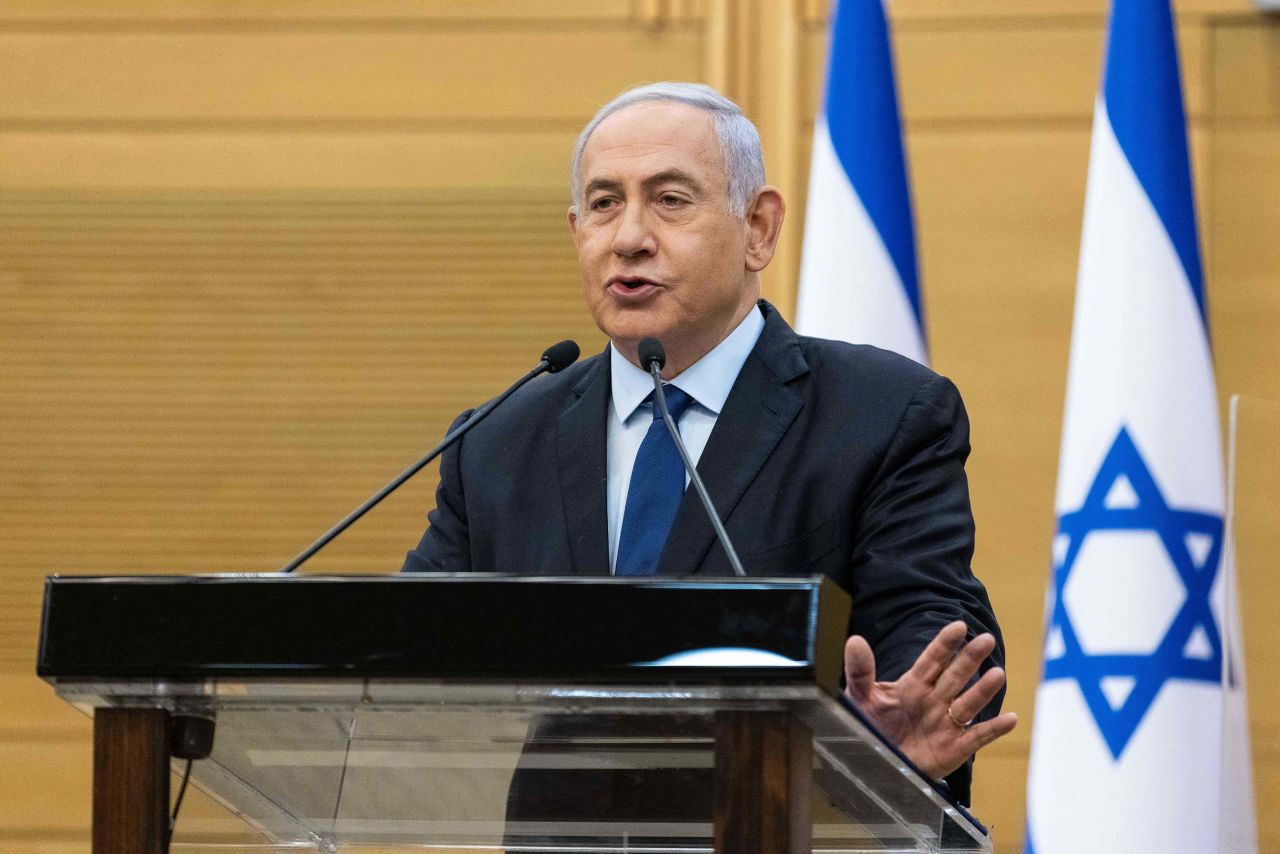 Netanyahu delivers a statement in Jerusalem in May 2021, after Naftali Bennett, leader of the small right-wing party Yamina, <a href="https://www.cnn.com/2021/05/30/middleeast/israel-naftali-bennett-benjamin-netanyahu/index.html" target="_blank">announced that he would be working toward a coalition agreement</a> with Yair Lapid, leader of the centrist party Yesh Atid, to join a new government. Netanyahu denounced Bennett as a man who cared about nothing other than becoming prime minister.