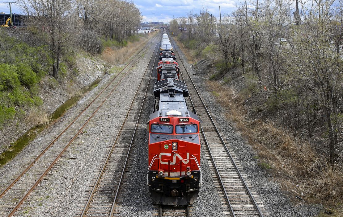 Via Rail passenger trains share tracks with freight operator Canadian National. 