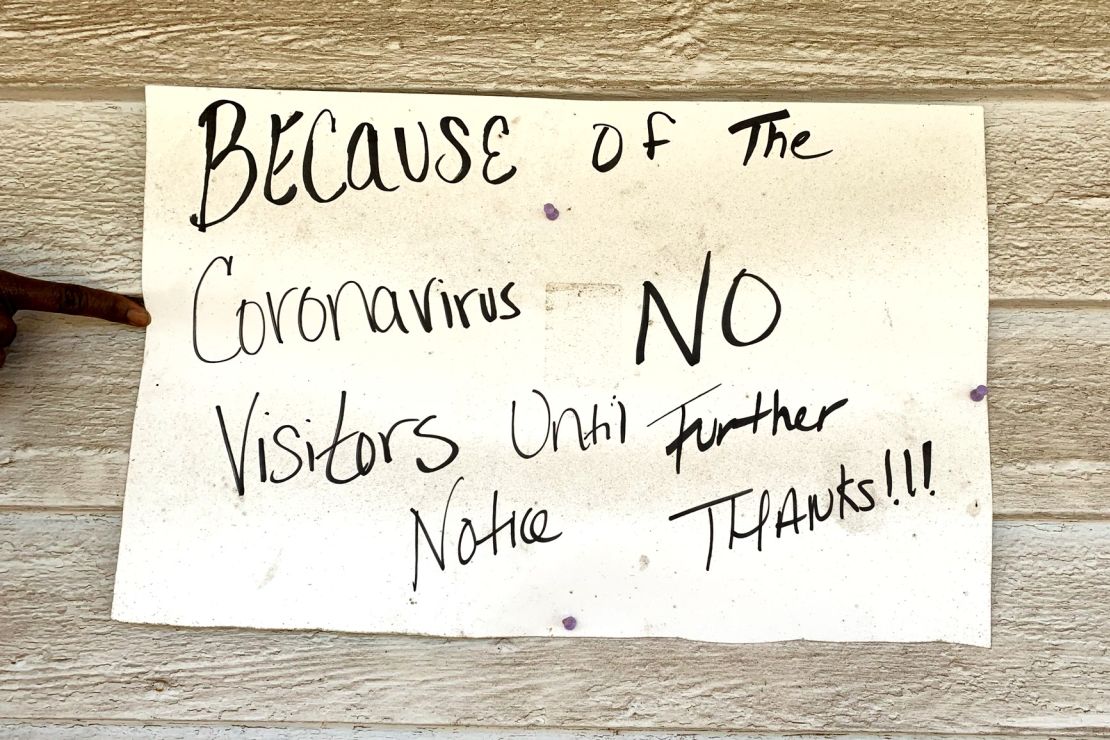 A sign warns visitors away from a home in rural Cuthbert, Georgia, an area hit hard by the Covid-19 pandemic.