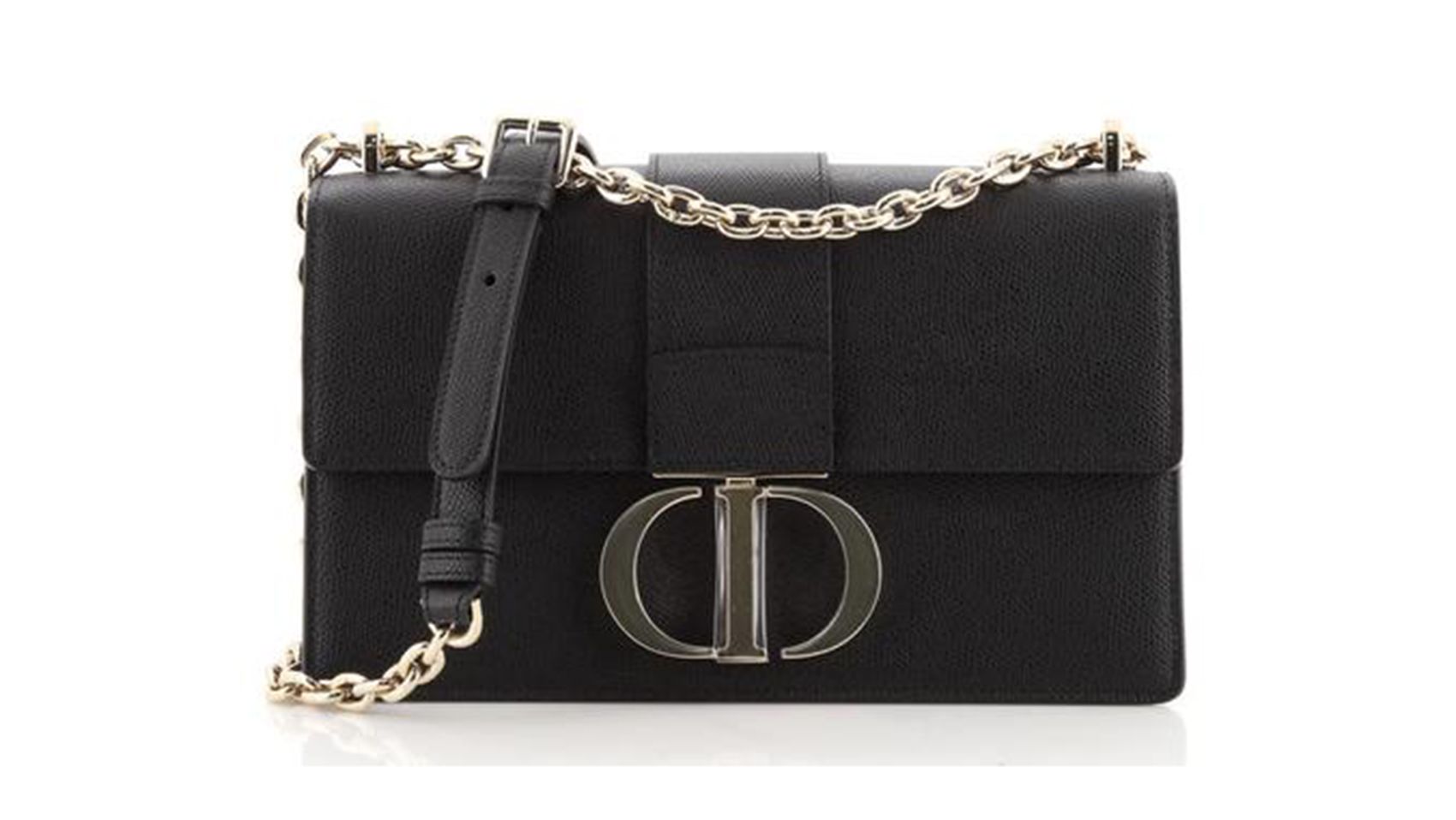 Dior Black Patent Leather 30 Montaigne Chain Clutch
