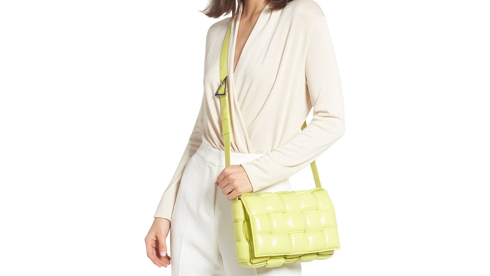 Women's Cotton Padded Cassette Tote Bag Puffer Shoulder Bag Woven Handbag