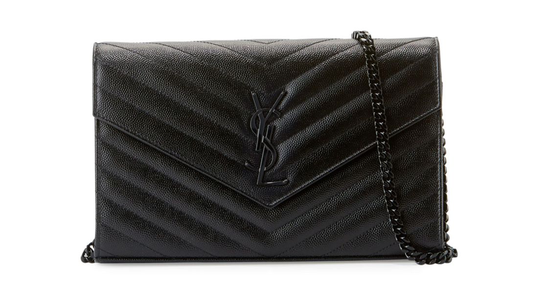 Saint Laurent Monogramme Grain de Poudre Leather Wallet-on-Chain