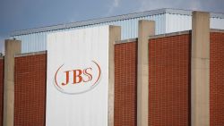 Signage is displayed outside the JBS USA pork processing plant in Louisville, Kentucky, U.S., on Friday, June 5, 2020. JBS USA and three other meat processors were accused in Minneapolis federal court of conspiring to inflate the price of beef through an industrywide scheme that's coming to light thanks to federal investigations prompted in part by shortages during the coronavirus pandemic. Photographer: Luke Sharrett/Bloomberg via Getty Images