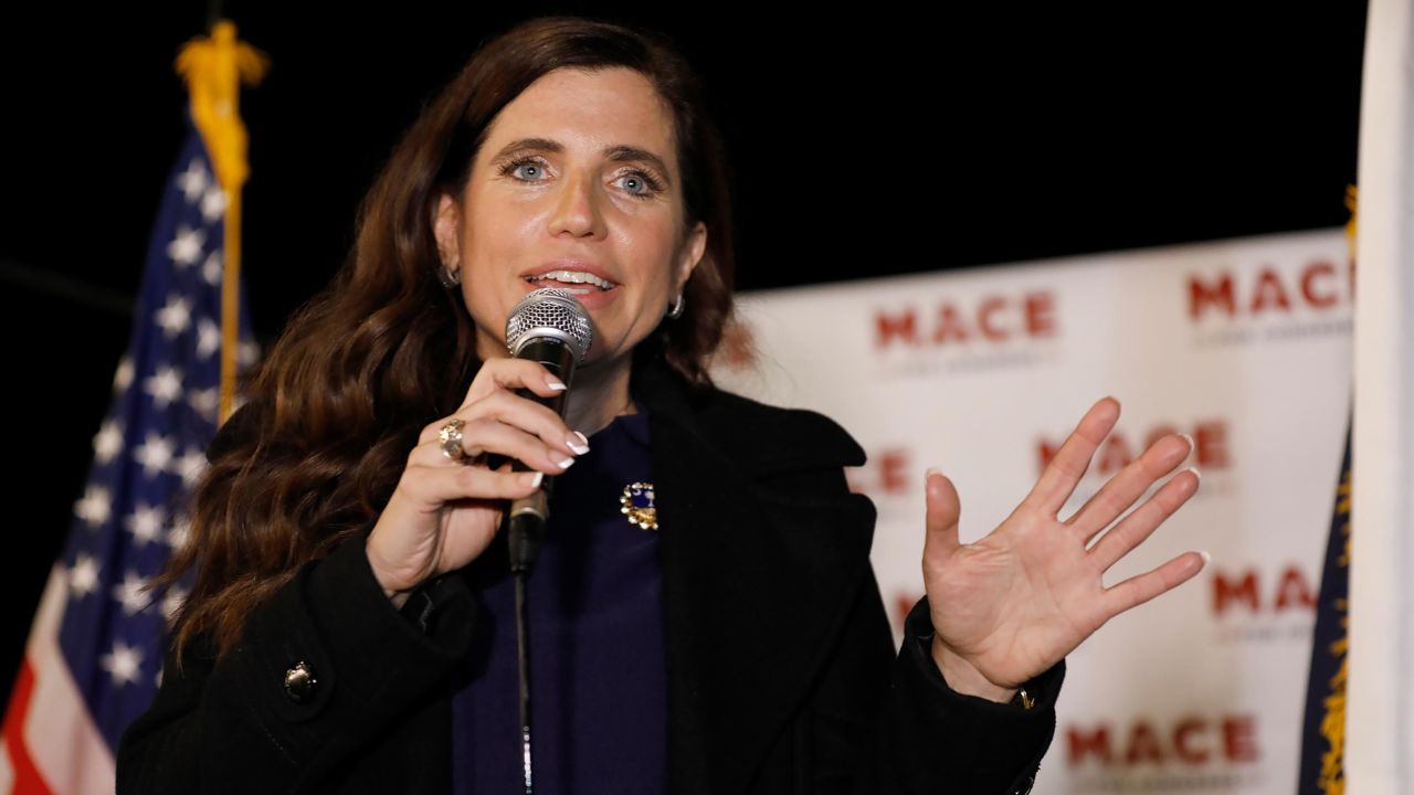 Then-congressional candidate Nancy Mace, a Republican, talks to supporters during her election night party in November 2020 in Mount Pleasant, South Carolina.