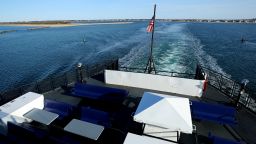 A view of a Steamship Authority ferry leaving the Nantucket Terminal on April 25, 2020 in Nantucket, Massachusetts. The Steamship Authority is receiving 9 million dollars from the CARES Act Stimulus funding to keep ferries running between Cape Cod, Marthas Vineyard, and Nantucket. The boats have been running on a decreased schedule since ridership has cratered due to the COVID-19 (coronavirus) pandemic.  (Photo by Maddie Meyer/Getty Images)