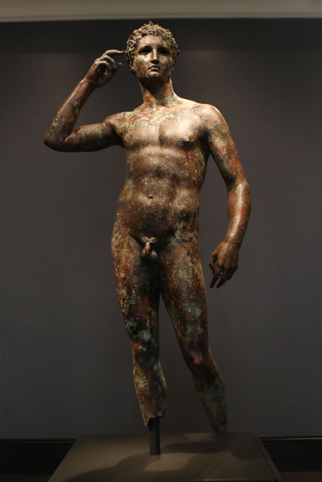 The statue known as "Victorious Youth" is displayed at the Getty Villa in December 2018.
