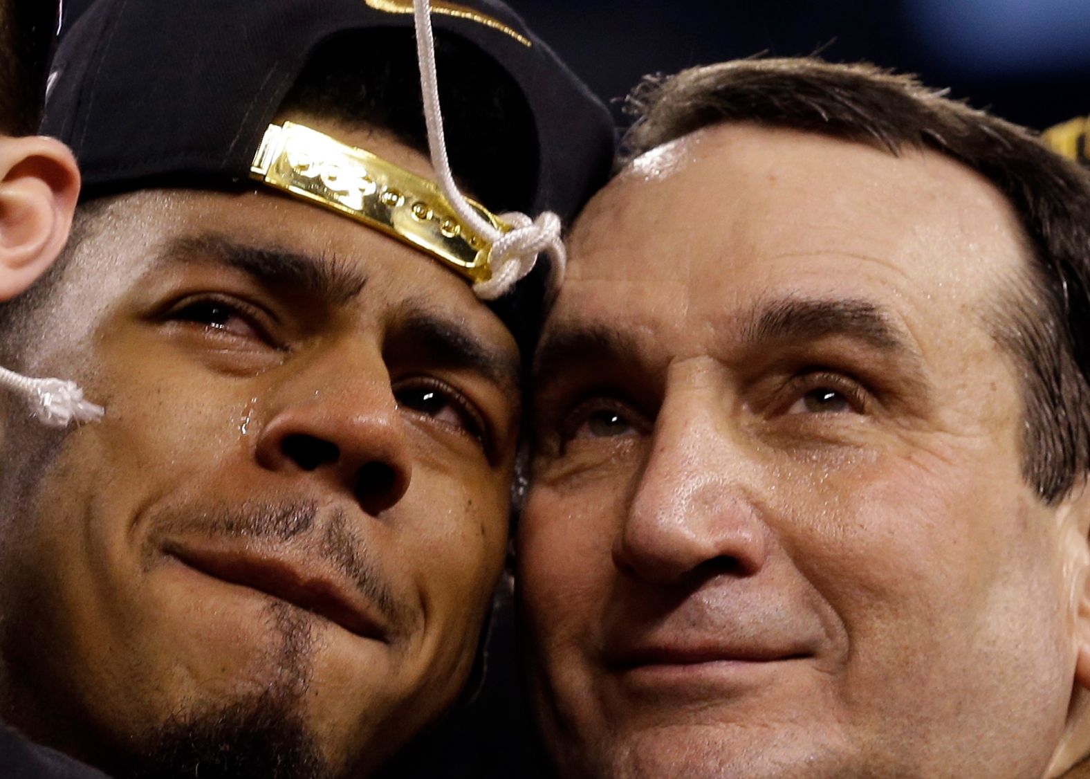 Krzyzewski and Duke guard Quinn Cook celebrate their 2015 title.