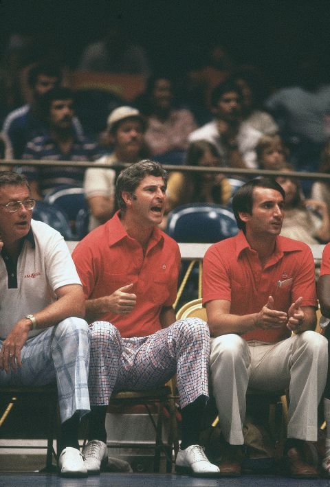 Krzyzewski and Knight coach Team USA together at the Pan American Games in 1979. At the time, Knight was the head coach of Indiana University. Krzyzewski was head coach at Army, his alma mater.