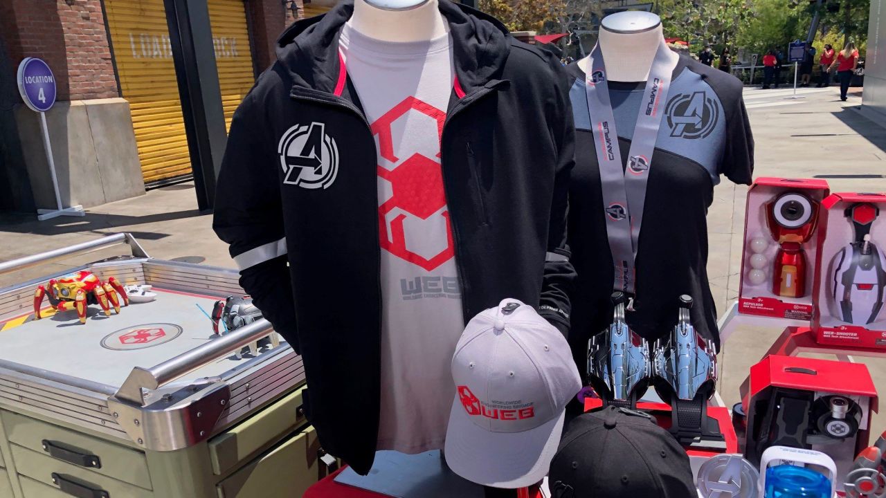 The Avengers Campus offers up a mix of merchandise, from jackets and caps to Avengers toys.