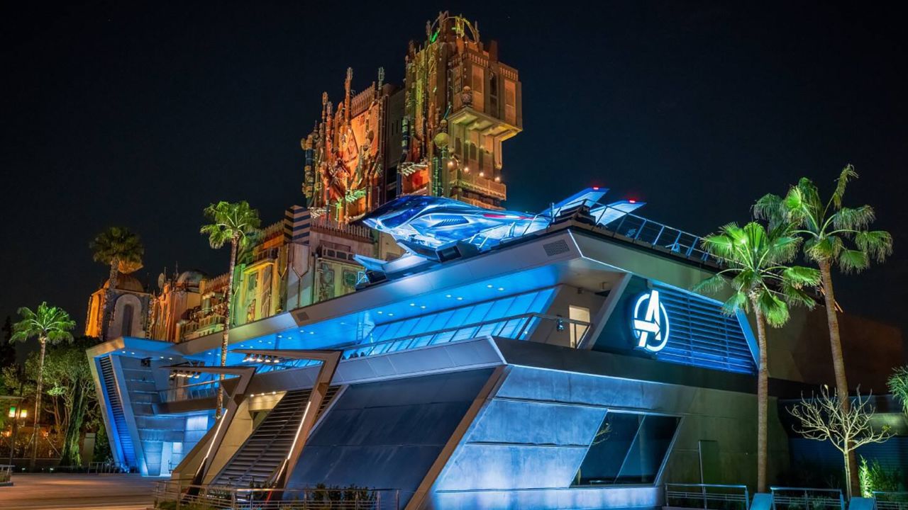 Avengers Campus has a modern, stylized look.