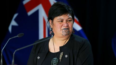 Minister of Foreign Affairs Nanaia Mahuta talks to media during a press conference at Parliament on April 22, 2021 in Wellington, New Zealand. 