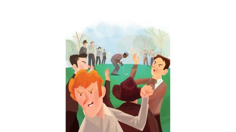 An illustration from "Charlie Takes His Shot, How Charlie Sifford Broke the Color Line in Golf".