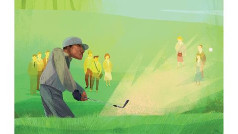 An illustration from "Charlie Takes His Shot, How Charlie Sifford Broke the Color Line in Golf".