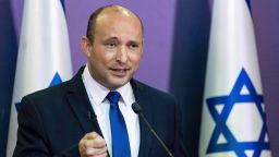 Naftali Bennett delivers a political statement at the Knesset, the Israeli Parliament, in Jerusalem, on May 30, 2021.