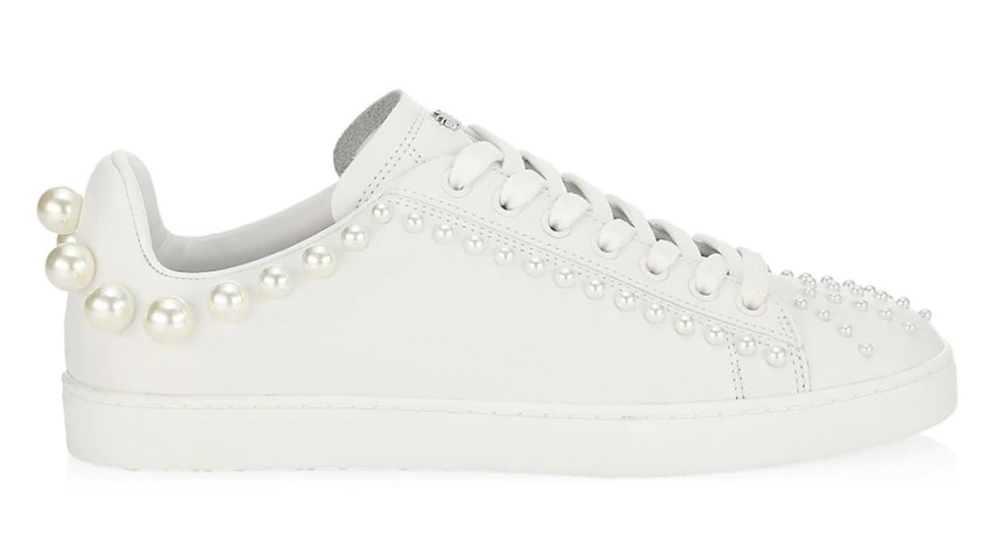 Stuart Weitzman Goldie Embellished Leather Sneakers