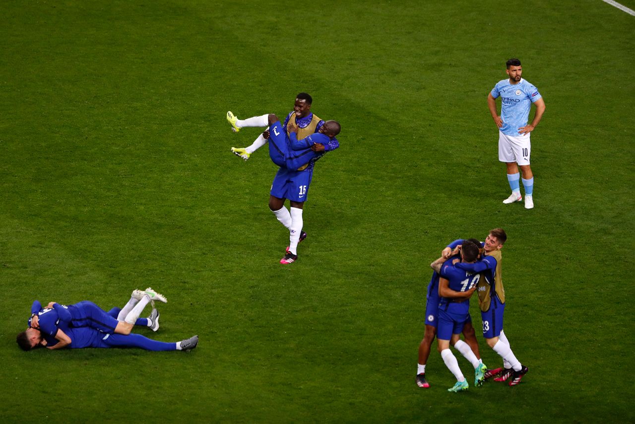 Chelsea players celebrate after defeating Manchester City in the <a href="https://www.cnn.com/2021/05/29/football/chelsea-manchester-city-champions-league-spt-intl/index.html" target="_blank">UEFA Champions League final</a> on Saturday, May 29. Kai Havertz scored the lone goal in the match, lifting the London club to its second Champions League title.