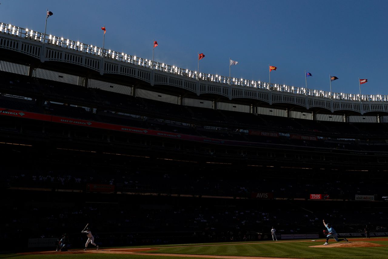 Toronto's Alek Manoah pitches to the New York Yankees' Clint Frazier during a Major League Baseball game in New York on Thursday, May 27.