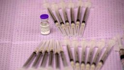 Doses of the Pfizer Covid-19 vaccine await to be administered after it was approved for use by the FDA in children 12 and over at a Los Angeles County mobile vaccination clinic on May 14, 2021 in Los Angeles, California. (Photo by Patrick T. FALLON / AFP) (Photo by PATRICK T. FALLON/AFP via Getty Images)