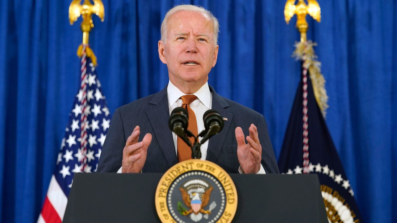 President Joe Biden talks about the May jobs report from the Rehoboth Beach Convention Center in Rehoboth Beach, Del., Friday, June 4, 2021. (AP Photo/Susan Walsh)