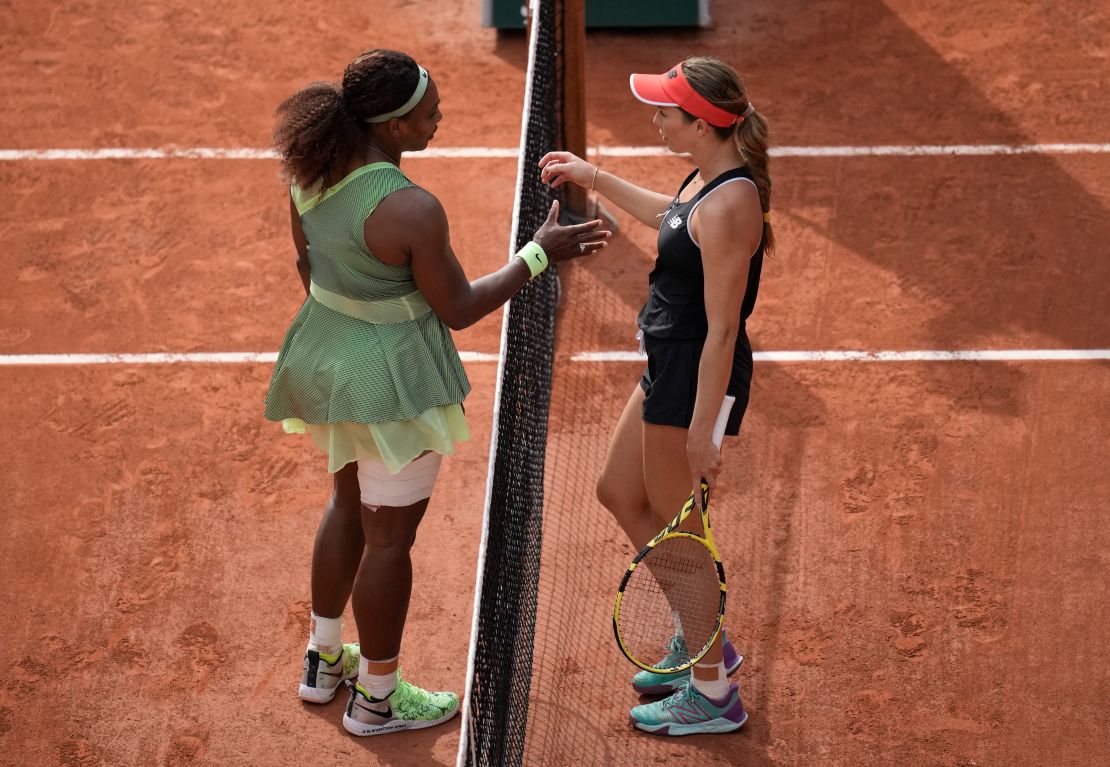 Williams goes to hug Collins after she defeated her in their third-round match.